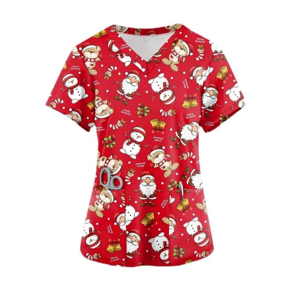 Graphic Scrub Top Womens Medium